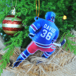 Hockey Player Shape, Personalized Hockey Christmas Ornament, Christmas Tree Decorations for Hockey Lovers - Ornament - GoDuckee