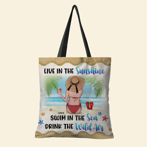 Personalized Summer Girl Tote Bag, Sunshine Sea Wild Air, Sitting Girl - Tote Bag - GoDuckee