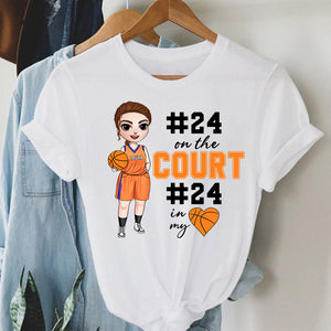 Basketball Mom On The Court - In My Heart - Personalized Shirts - Gift for Basketball Mom/Wife - Shirts - GoDuckee