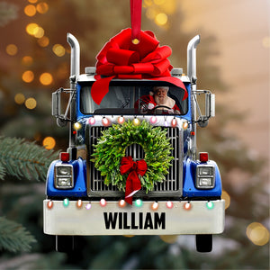 Personalized Christmas Truck Ornament, Santa Claus Inside, Christmas Tree Decor - Ornament - GoDuckee