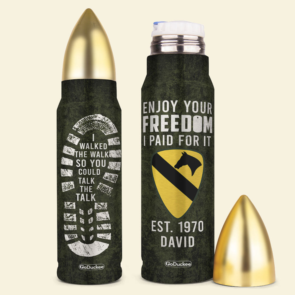I Walked The Walk So You Could Talk The Talk, Personalized Bullet Tumbler, Military Gifts, Custom Military Unit - Water Bottles - GoDuckee