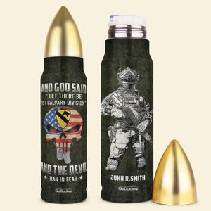 And God Said Let There Be Military Division The Devil Ran In Fear, Personalized Bullet Tumbler, Military Gifts, Custom Military Unit - Water Bottles - GoDuckee