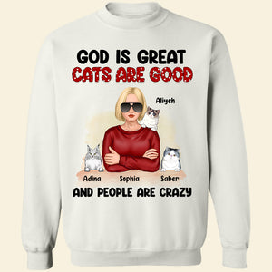 God Is Great Cats Are Good Personalized Shirt, Gift For Cat Lover - Shirts - GoDuckee