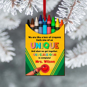 Classroom Crayon Box, Personalized Teacher Ornament, Each Of Us Is Unique - Ornament - GoDuckee