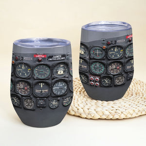 Personalized Military Jet Aircraft Cockpit Wine Tumbler, Gift For Aircraft Lovers - Wine Tumbler - GoDuckee