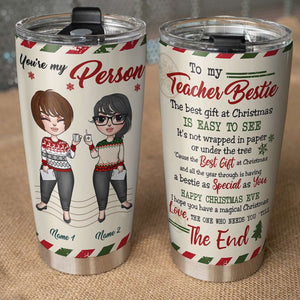 Personalized Teacher Bestie Tumbler Cup -A Bestie As Special As You - Teacher Girl Doll - Tumbler Cup - GoDuckee