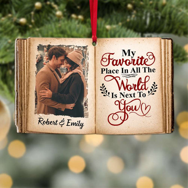 Personalized Christmas Ornaments For Couples Personalized Gift For Couple My Favorite Place Is Next To You Acrylic MDF Circle Ornament
