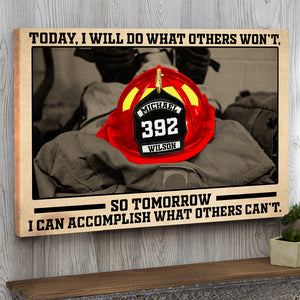 Personalized Firefighter Helmet Badge Poster - Today I Will Do What Other Won't - Poster & Canvas - GoDuckee