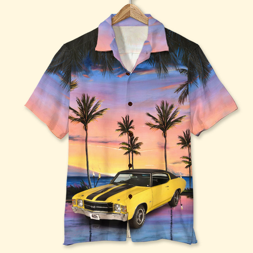Custom Car Photo Hawaiian Shirt, Aloha Shirt, Sunset Beach Pattern (Car0902) - Hawaiian Shirts - GoDuckee