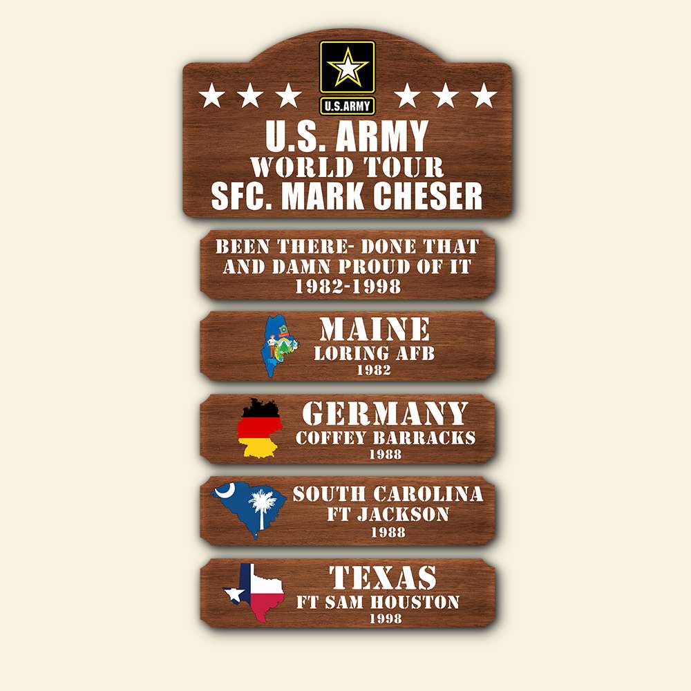 Personalized Veteran World Tour Wood Sign, Been There Done That And Da*n Proud Of It - Wood Sign - GoDuckee