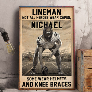 Personalized American Football Lineman Poster - Not All Heroes Wear Capes - Poster & Canvas - GoDuckee