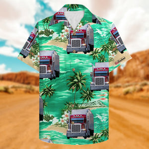 Custom Photo - Truck Driver Hawaiian Shirt - Coconut Tree Pattern 02 - Hawaiian Shirts - GoDuckee