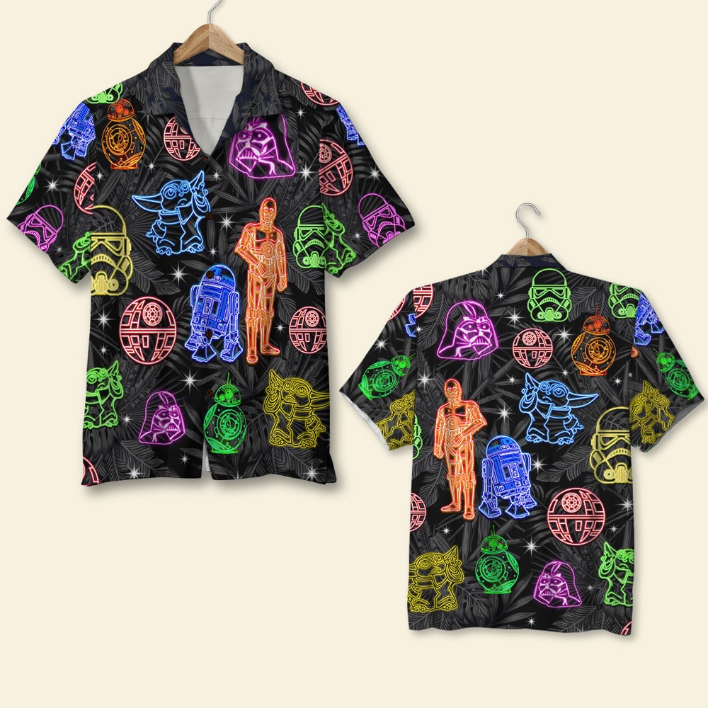 The Wars Characters in Neon Color, Hawaiian Shirt, Aloha Shirt, Gift for Fans - Hawaiian Shirts - GoDuckee