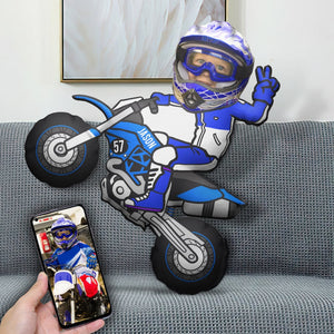 Personalized Motocross Pillow - Cute Racing Boy - Pillow - GoDuckee