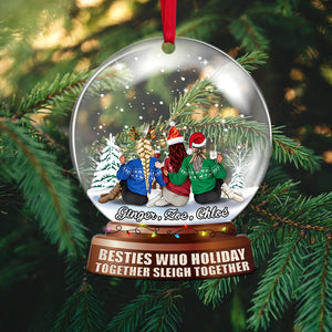 Personalized Besties Snow Globe Ornament, Holiday Together Sleigh Together - Ornament - GoDuckee