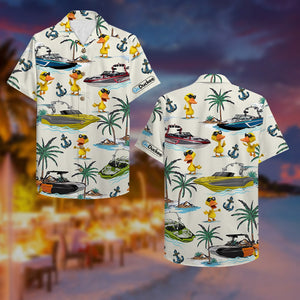 Wakeboarding Duck Hawaiian Shirt - Wakeboard Boat & Duck Pattern - Hawaiian Shirts - GoDuckee