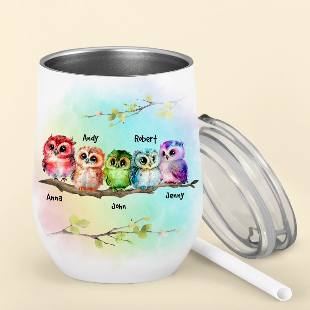 Blessed To Be Called Grandma - Mother's Day Gift - Mother's Day Personalized Owl Grandma Cute Wine Tumbler - Gift For Family - Wine Tumbler - GoDuckee