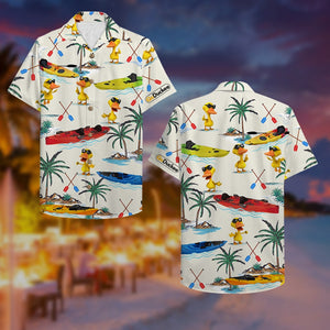 Kayaking Duck Hawaiian Shirt - Duck & Kayak Boat Pattern - Hawaiian Shirts - GoDuckee