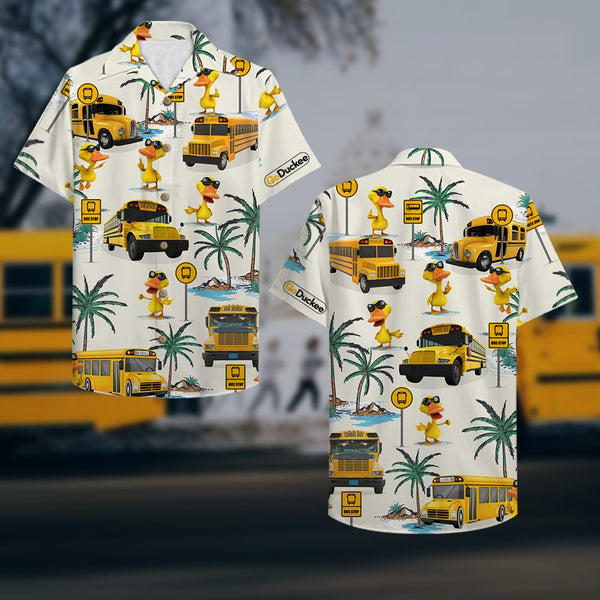 School Bus Drive Duck Hawaiian Shirt - Bus & Duck Pattern - GoDuckee