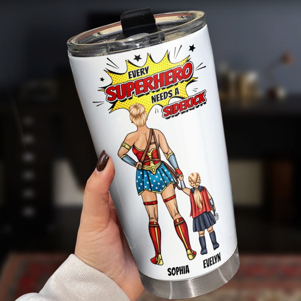 Every super Mom Needs A Sidekick Personalized Tumbler - Tumbler Cup - GoDuckee