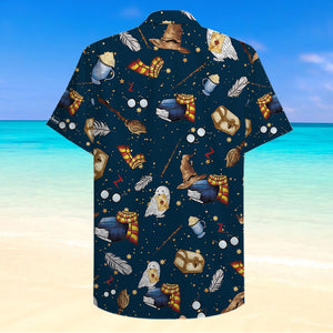 Owl and Scarf Seamless Pattern Hawaiian Shirt - Gifts for Fans - Hawaiian Shirts - GoDuckee