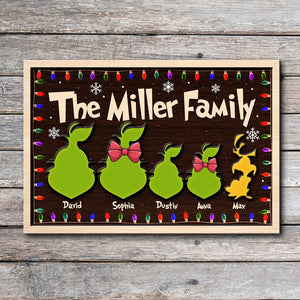Personalized Christmas Wood Sign, The Green Mean-tempered Family - Wood Sign - GoDuckee