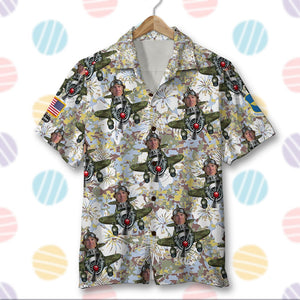 Custom Photo Hawaiian Shirt, Aloha Shirt and Mens Beach Shorts - Military Background - Hawaiian Shirts - GoDuckee