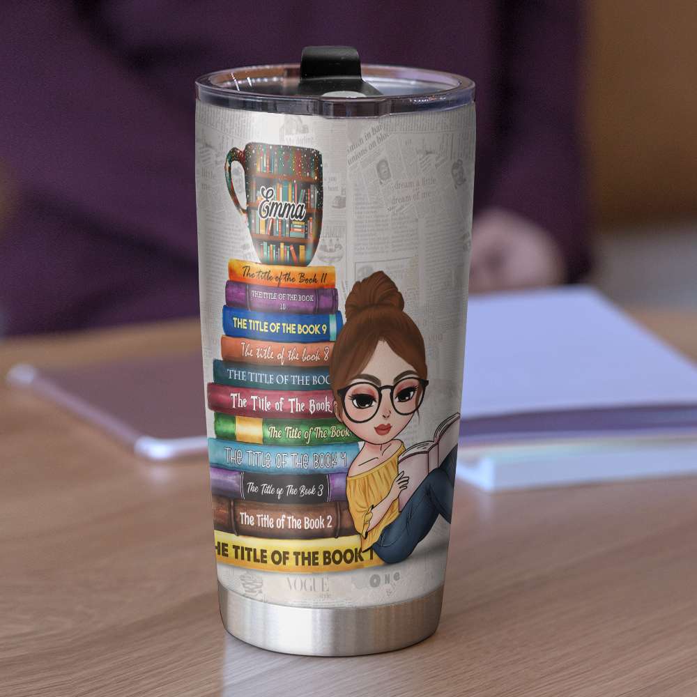 Personalized Reading Girl Tumbler Cup - If The Book Is Open I Am Busy - Tumbler Cup - GoDuckee
