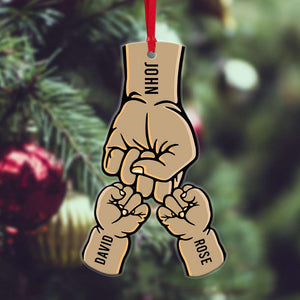 Dad/Mom With Kid Fist, Personalized Acrylic Ornament - Ornament - GoDuckee