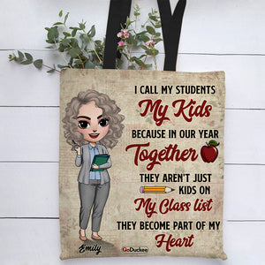 I Call My Students My Kids - Personalized Tote Bag - Gift for Teachers - Chibi Teacher Front View - Tote Bag - GoDuckee