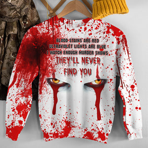 Horror Shirt Ideas For Horror Movies Lover, They'll Never Find You Crossed Eyes Pattern - AOP Products - GoDuckee