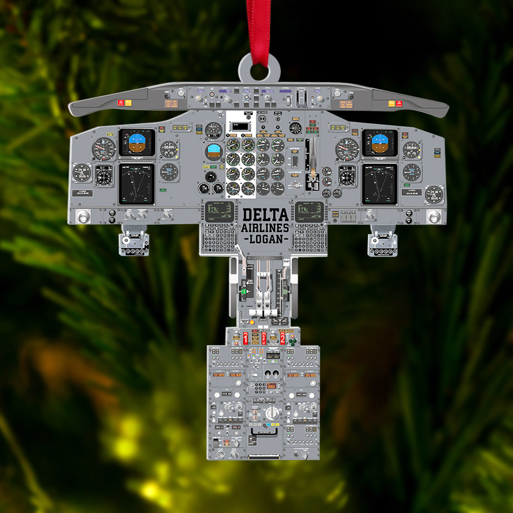 Personalized Plane Dashboard Ornament, Custom Airplane Cockpit, Christmas Tree Decor - Ornament - GoDuckee