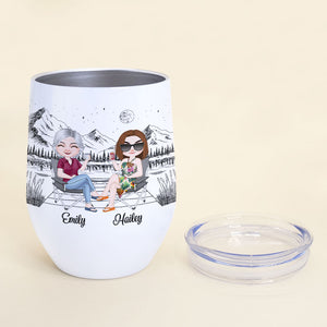 My Daughter Is Either My Best Friend Or Satan There Is No In Between - Personalized Mom Daughter Tumbler - Wine Tumbler - GoDuckee