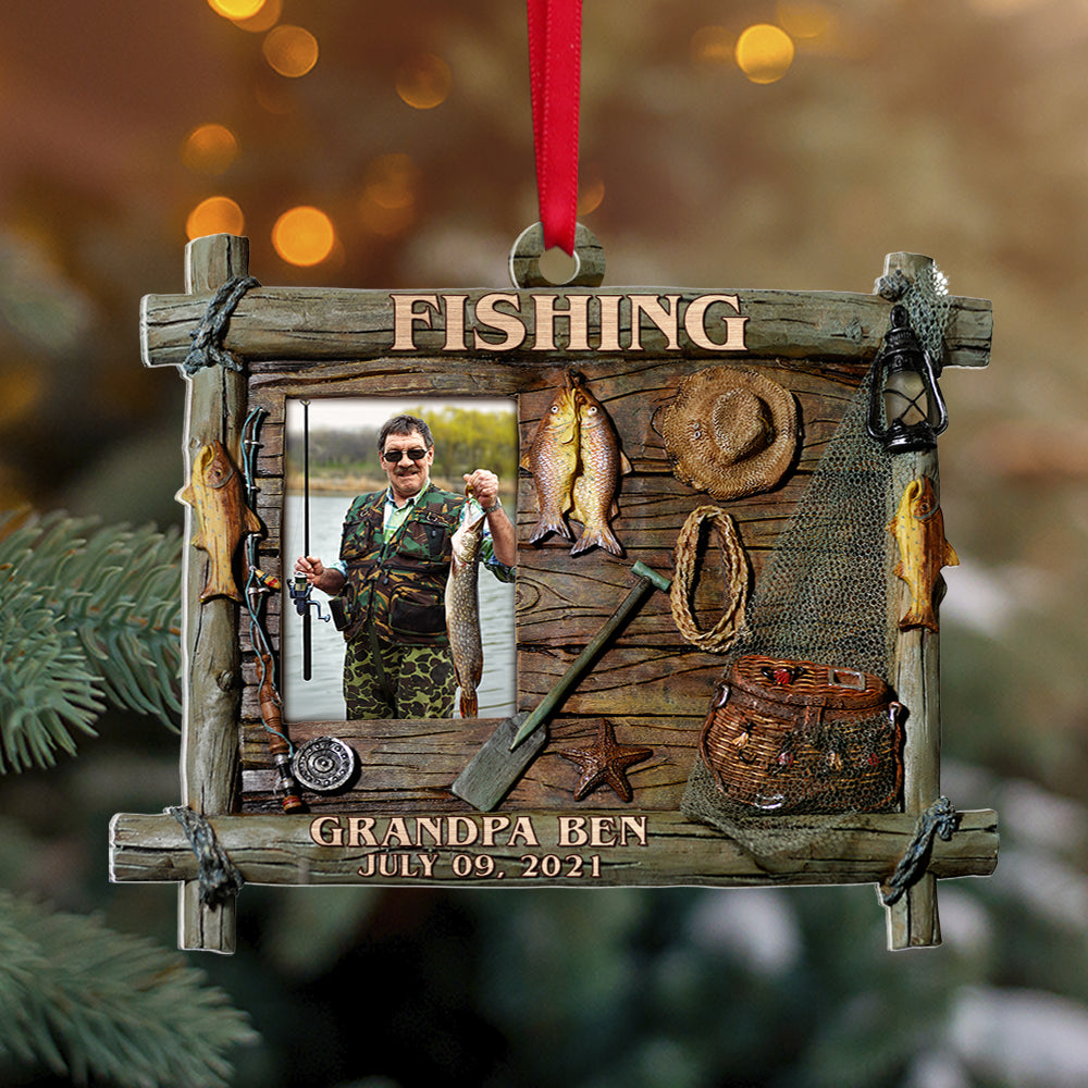 Custom Fishing Photo Ornament, Christmas Tree Decor - GoDuckee