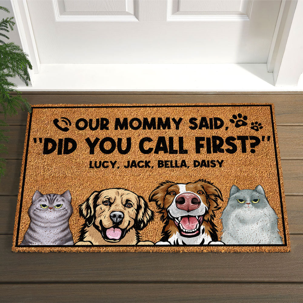 Did You Call First, Personalized Door Mat, Gift For Dog And Cat Lover - Doormat - GoDuckee