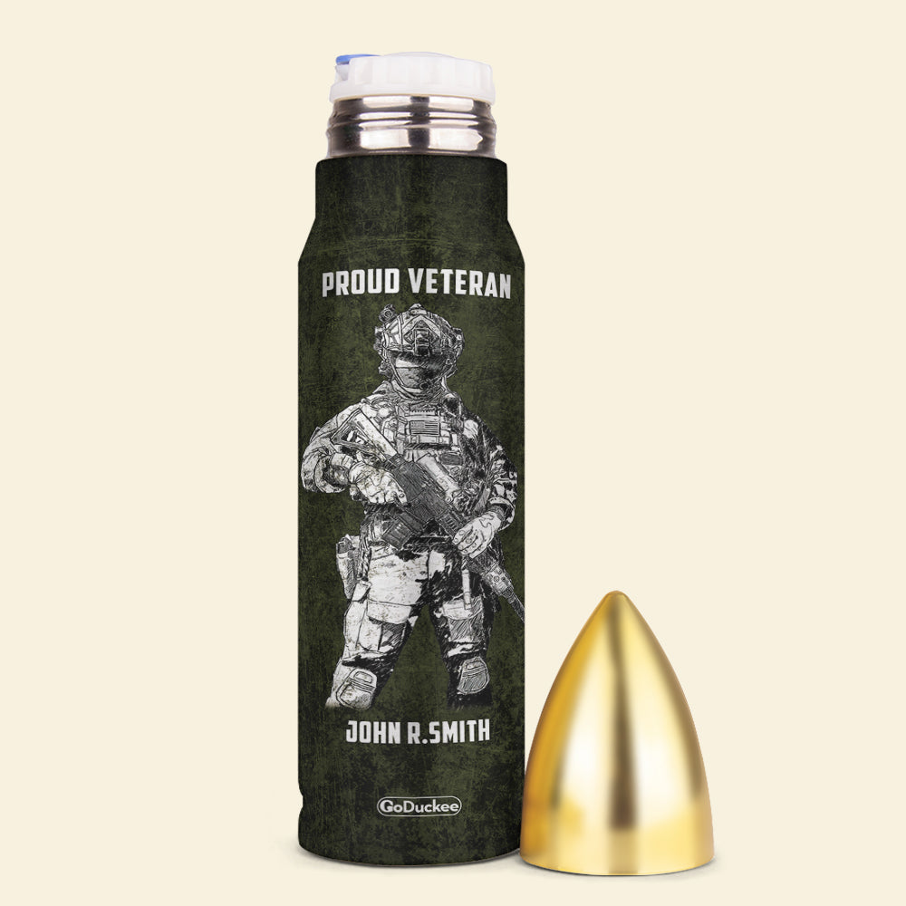 Personalized Veteran Bullet Tumbler - I Was There, Sometimes I Still Am - Water Bottles - GoDuckee