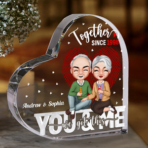 You & Me We Got This, Personalized Couple Heart Shaped Acrylic Plaque - Decorative Plaques - GoDuckee