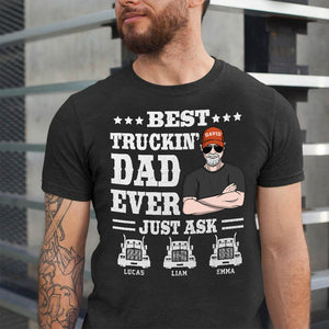 Best Truckin' Dad Ever Personalized Trucker Shirt Gift For Dad - Shirts - GoDuckee
