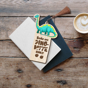 Books Are Dino-mite Personalized Dinosaur Wooden Bookmark Gift For Book Lovers - Bookmarks - GoDuckee