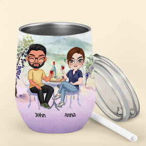 We Don't Give A Sip When We Drink Together, Personalized Tumbler, Gift For Couple, Drinking Couple Tumbler - Wine Tumbler - GoDuckee