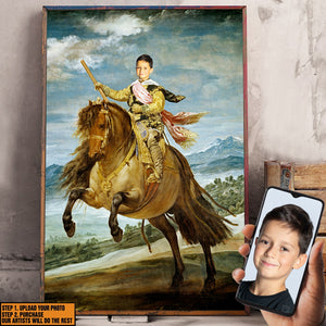 Custom Image Little Prince/ Princess Riding Horse Wall Art - Poster & Canvas - GoDuckee