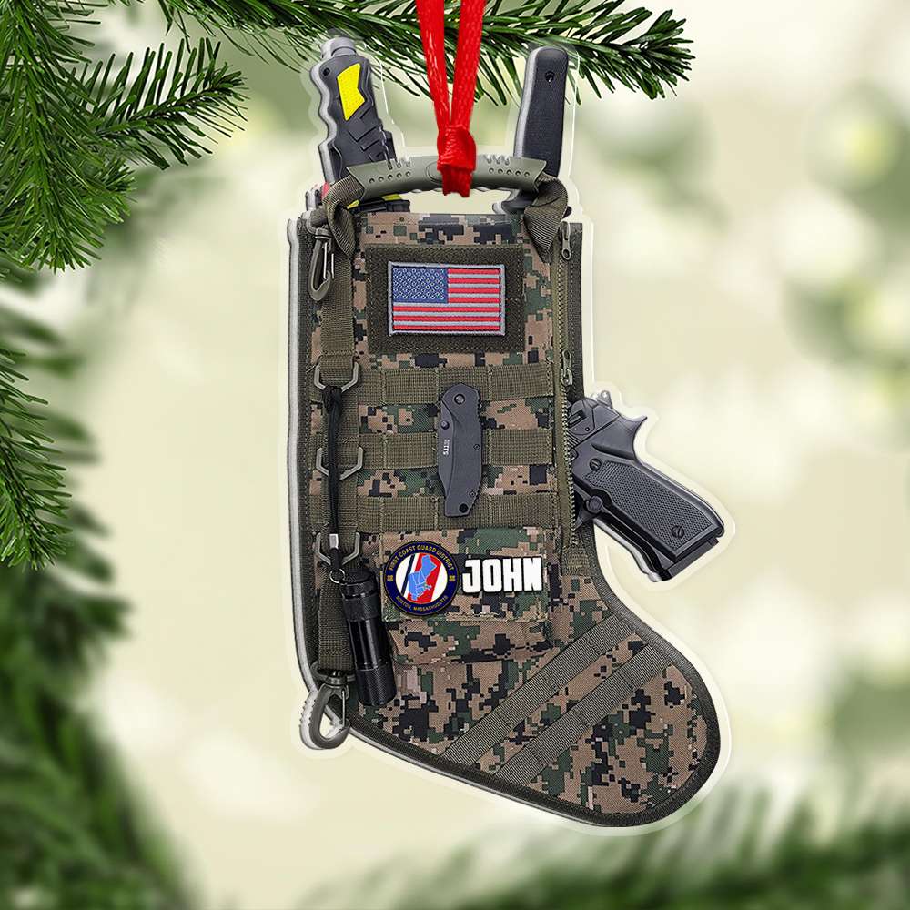 Military Tactical Christmas Stocking, Personalized Acrylic Ornament, Christmas Gift For Veteran & Soldier - Ornament - GoDuckee