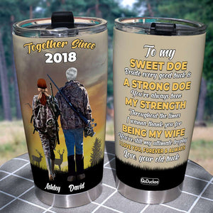 Personalized Hunting Couple Tumbler - To My Sweet Doe I Love You Forever & Always - Tumbler Cup - GoDuckee
