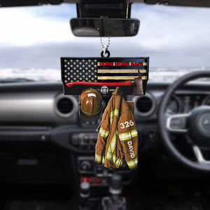 Firefighter Vest and Helmet Come Home Safe - Personalized Flat Car Ornament - Gift for Firefighters - Ornament - GoDuckee