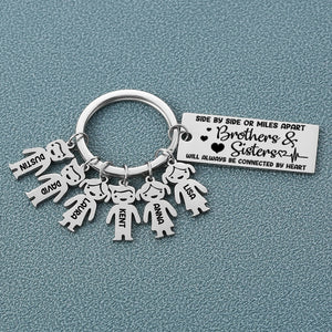 Custom Siblings Name Family Keychain, Side By Side or Miles Apart - Keychains - GoDuckee