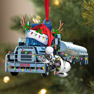Trucker Christmas Mack Truck, Personalized Acrylic Ornament - Ornament - GoDuckee
