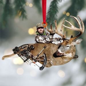 Custom Photo Deer Hunting Ornament, Christmas Tree Decor, Gift For Hunter - Ornament - GoDuckee