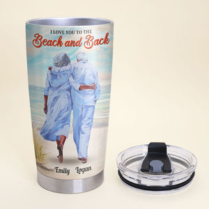 I Love You To The Beach And Back Personalized Old Couple Tumbler Cup Gift For Couple - Tumbler Cup - GoDuckee