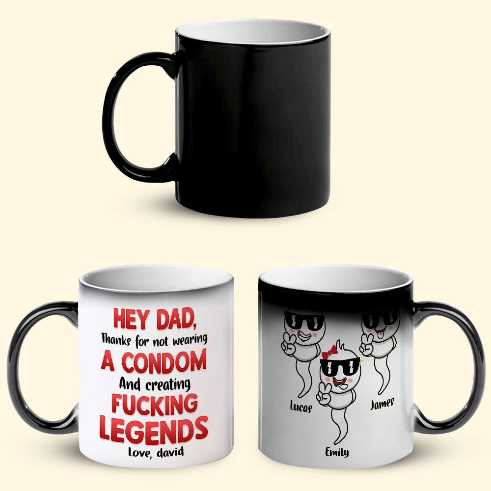 Thanks For Not Wearing A Condom, Personalized Magic Mug, Gift For Dad, Father's Day Gift, Sperms Mug - Magic Mug - GoDuckee