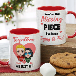Together We Just Fit - You Are My Missing Piece, Personalized Couple Puzzle Accent Mug - Coffee Mug - GoDuckee